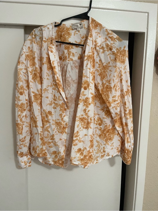 Millie Tops - White & Mustard Floral Button-Front Women's Top
